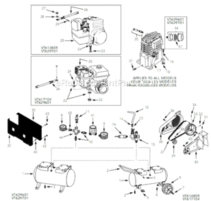 Page A Diagram and Parts List for VT629601 1999 Campbell Hausfeld Compressor